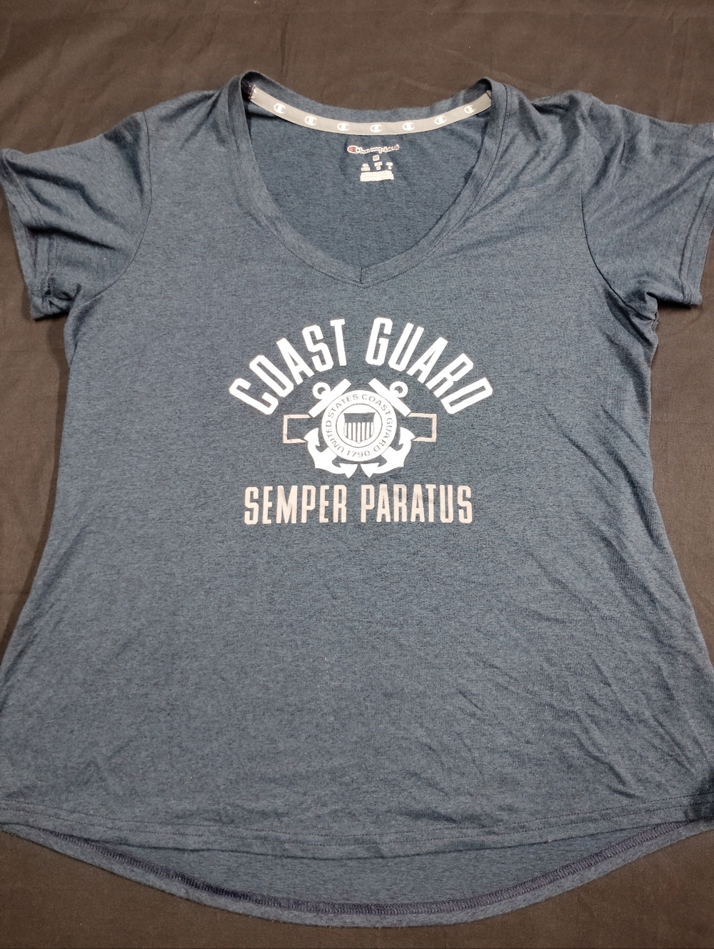 Champion Heather Teal Coast Guard V-Neck Tee